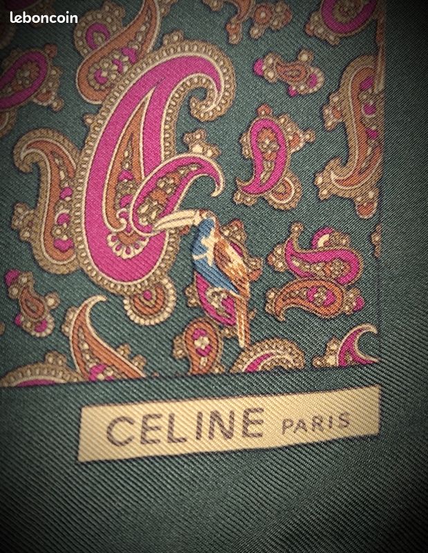 Foulard Carré Céline Paris En Soie 100% - Vintage Multicolore - Magnifique Et Rare - Occasion