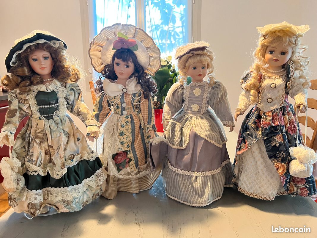 Victoria Style Girl Doll Poupées En Porcelaine Couleur Noir