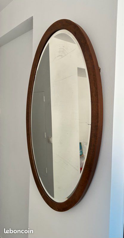 Dôme ovale en verre au look vintage avec base en bois 50 x 39 x 22,5 cm - France