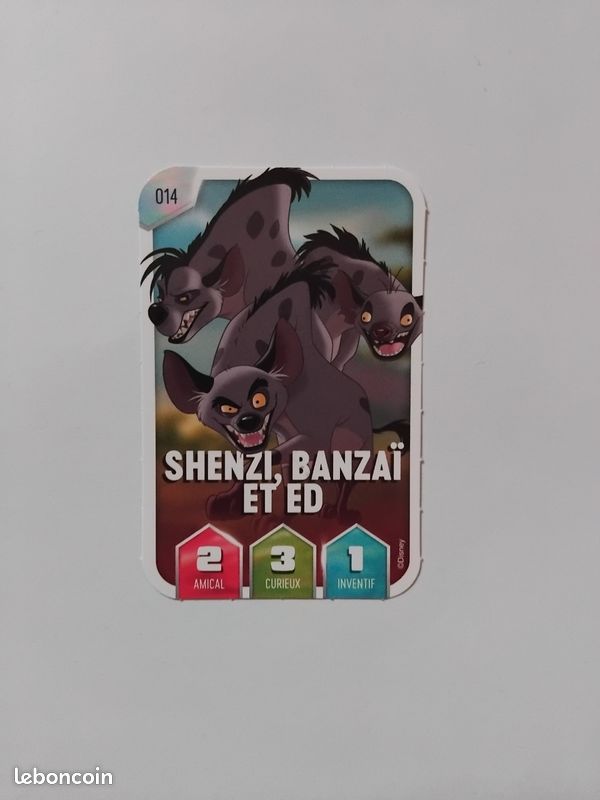 Carte 🃏 " Shenzi, Banzaï et Ed ⚫️ 🥩 " n° 14, de la collection des cartes 🃏 Disney 🏰, " Découvre la magie ✨️🪄 ✨️de Disney 🏰 " de 2025, des magasins 🏢 Leclerc, état neuf (image 1)