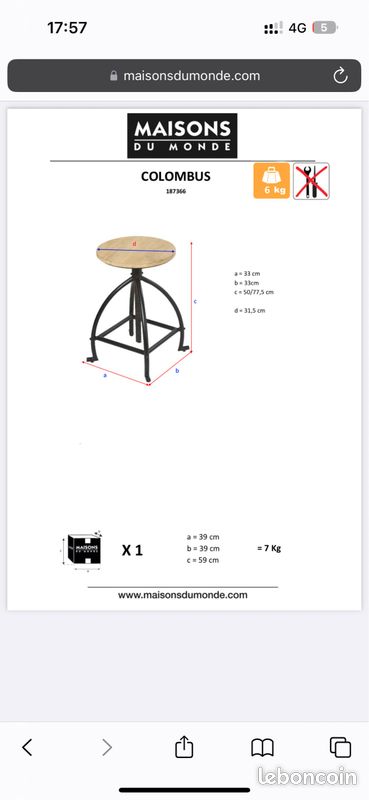 Tabouret industriel (image 1)