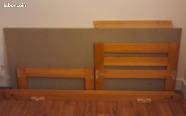 Lit simple en bois massif (orme): cadre uniquement (image 8)