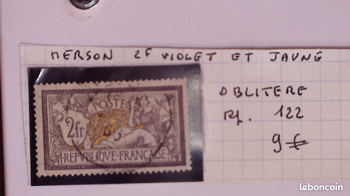 Timbre France Yvert No 208 merson 20 francs lilas rose et vert bleu neuf Timbre France Yvert No 208 merson 20 francs lilas rose et vert bleu neuf