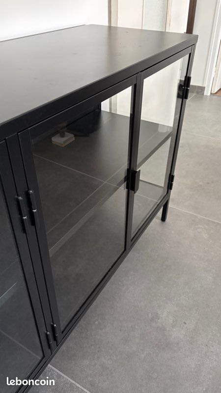 Buffet / Vaisselier en métal acier noir vintage industriel (image 2)