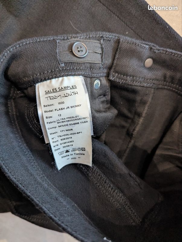 Jean noir skinny Teddy Smith neuf taille 12 (≈ 34/XS) (image 5)