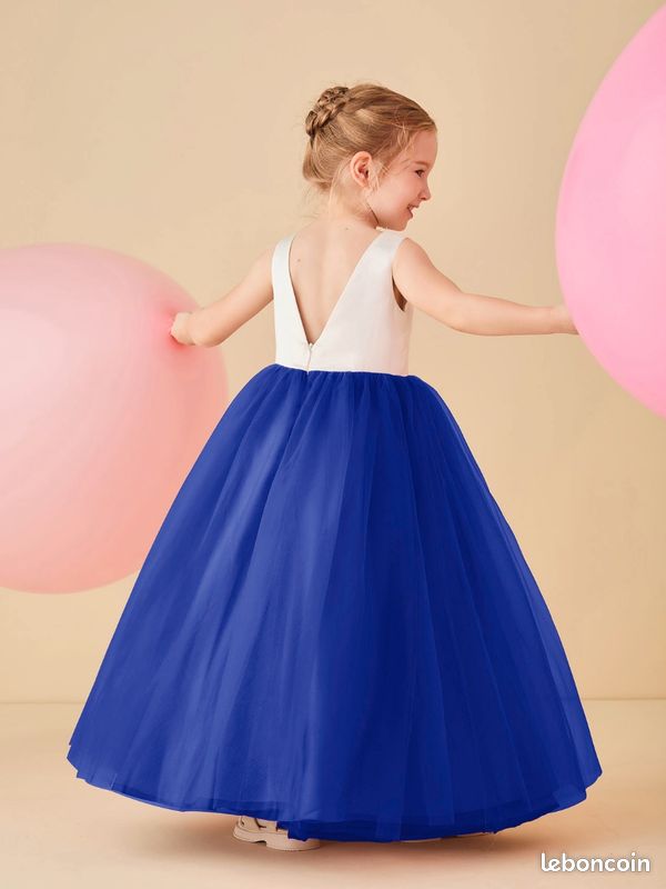 Robe enfant de demoiselle d'honneur marque Babaroni couleur Bleu Royal taille 4 ans (image 4)