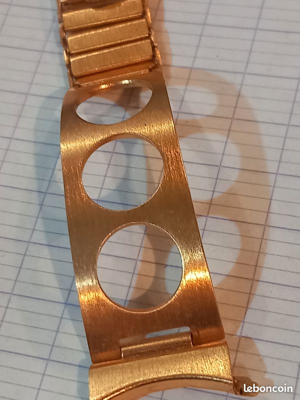 Bracelet Vintage Années 1970 - Métal Doré Et Pépites De Serpentine Verte, 19 Cm
