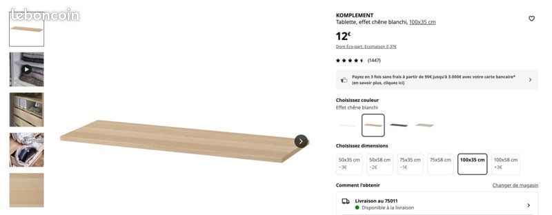 6 Tablette bois ikea Komplement dressing (image 2)