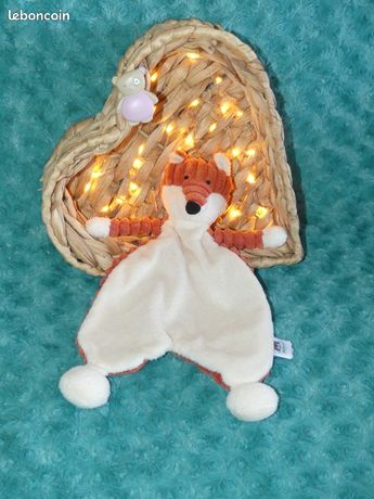 Doudou Plat Lilliputiens Renard - Orange, Blanc, Noir - Tout Doux