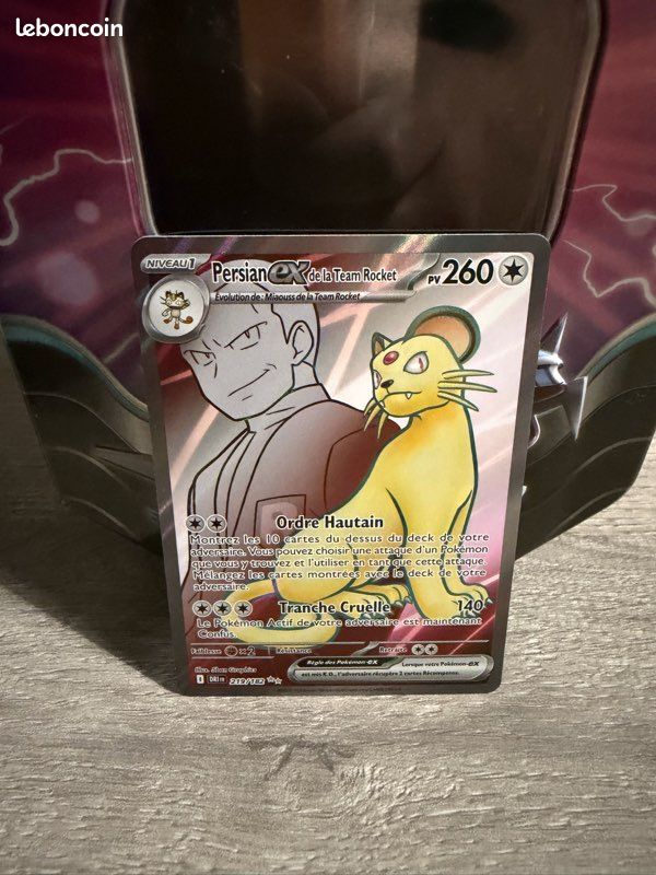 Carte Pokmon Persian Ex de la Team Rocket 219/182 DRI EV10 Full Art FR NEUVE - Collection Carte Pokmon Persian Ex de la Team Rocket 219/182 DRI EV10 Full Art FR NEUVE - Collection