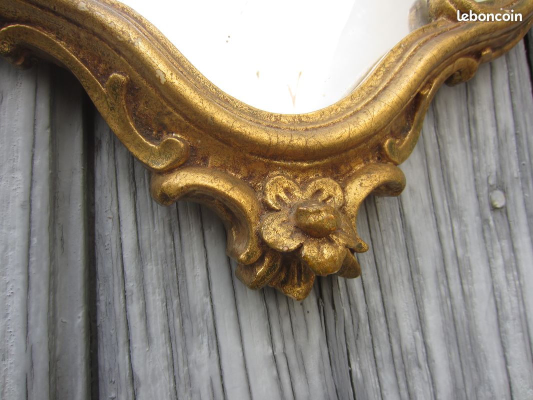 Miroir Style Louis XV Baroque en Résine Effet Bois Marron Foncé Vintage