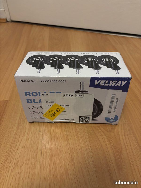 Velway 5Pcs Roulettes Chaises de Bureau Pivotantes 11x22mm, 3 Pouces de Diamètre, Roue de Remplacement Universelle Silencieuse pour Sol Dur et Tapis (image 1)
