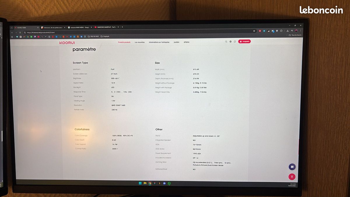 KOORUI GN05 – Écran 27” 240Hz 1ms – Gaming compétitif (image 1)
