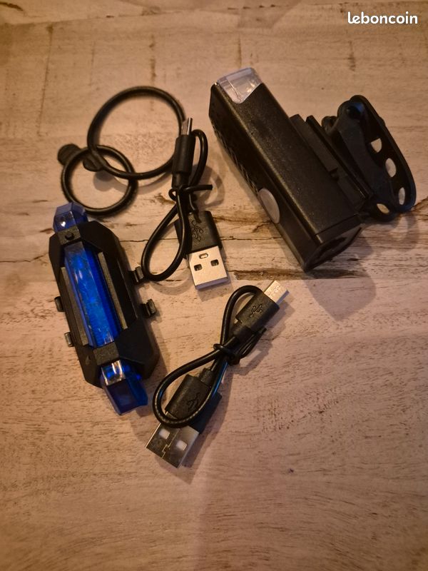 Lampe Velo Lumiere Velo Avant Et Arriere Phare De Vélo LED Nuit Équitation Sécurité Avertissement Lumière USB Charge VTT Accessoires Phare Ensemble (1) (image 1)