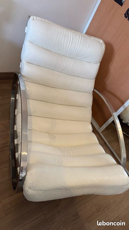 Fauteuil cuir blanc (image 3)