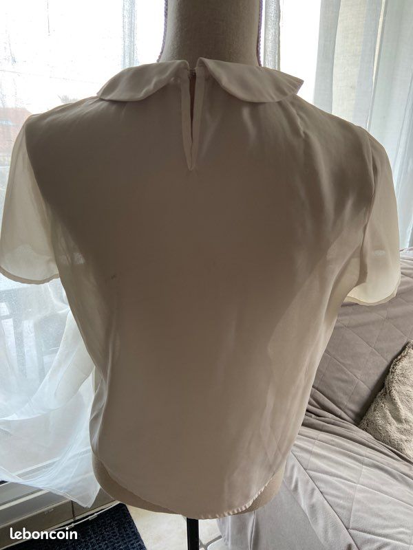 Chemisier femme manche courte col claudine marque oxxyzen taille m (image 2)