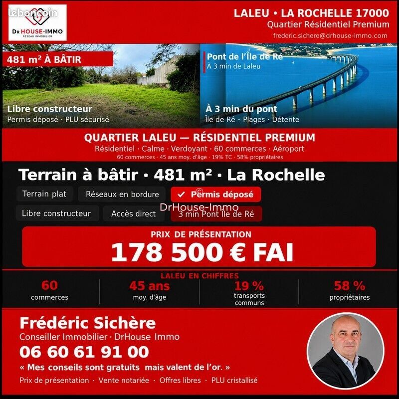 Terrain 481 m² · à La Rochelle · 481 m² · 179 900 €