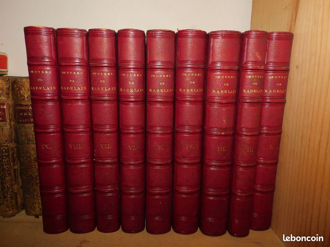 OEUVRES DE RABELAIS EN NEUF VOLUMES, Dalibon 1823 belles reliures gravures Pantagruel Gargantua contes drôlatiques Renaissance (image 2)