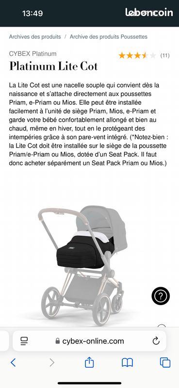 Lite - Cot chancelière Cybex Platinum (image 5)