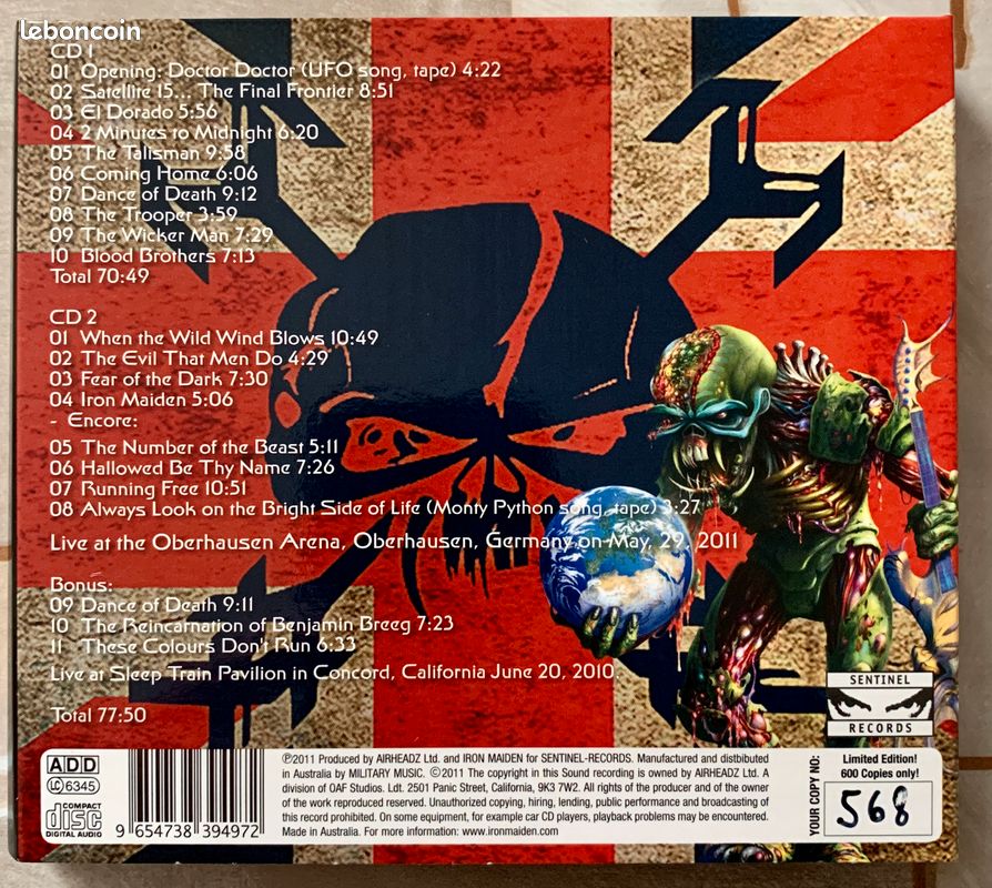 Iron Maiden - The Final Frontier Tour 2011 Oberhausen - 2 CD - Numéroté (image 2)