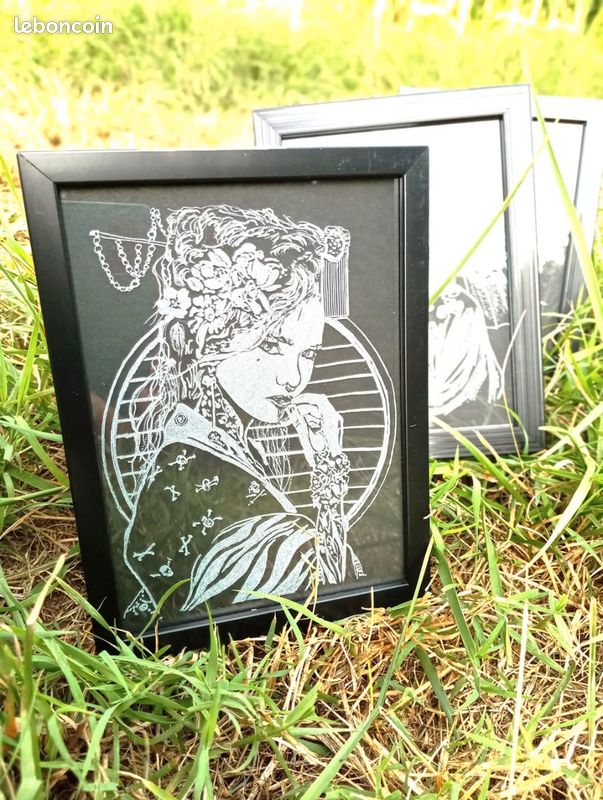 Cadre Artisan Gravé à La Main - Verre - Modèle Liberté - Neuf