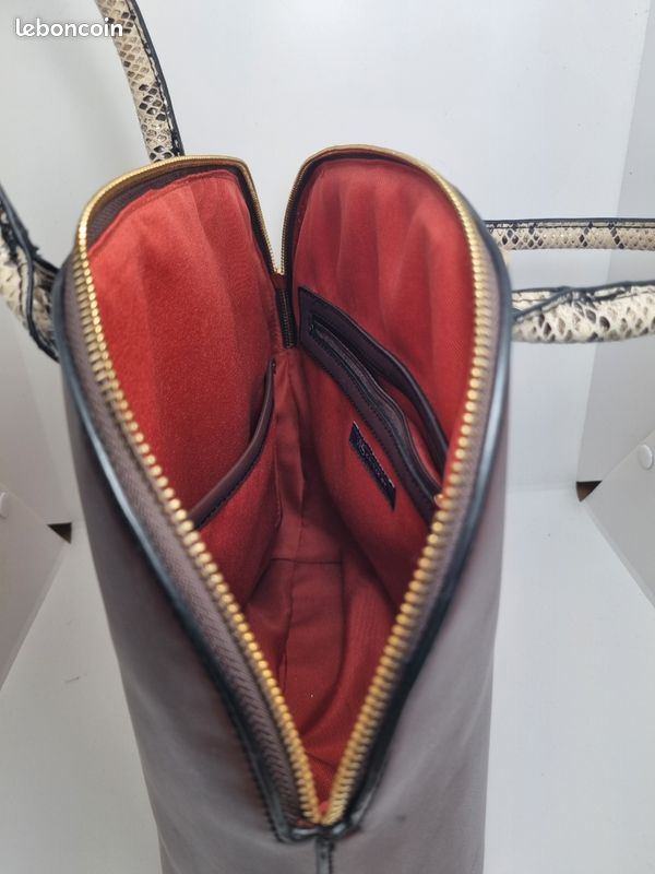 Sac à main M&S Collection marron cognac anses effet serpent (image 12)