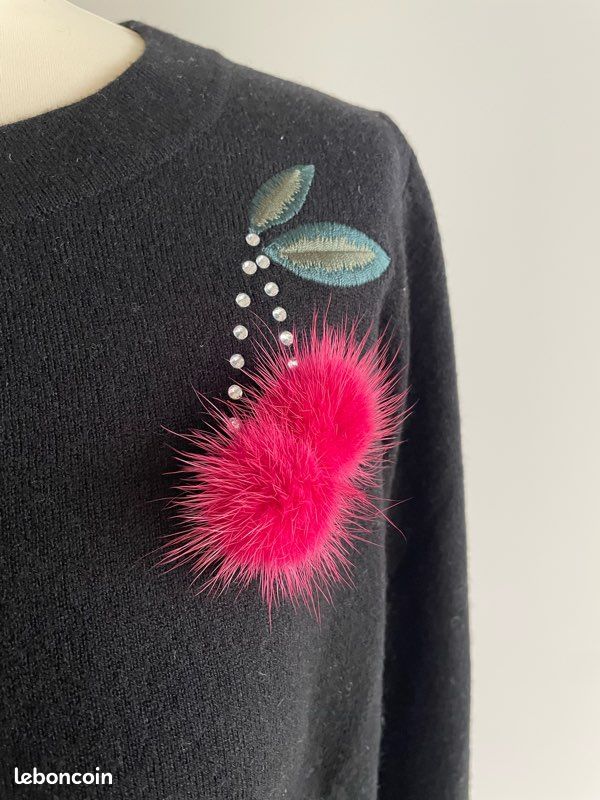Gilet Long Brodé Noir Taille S - Neuf Avec étiquettes, Sans Manches, En Coton