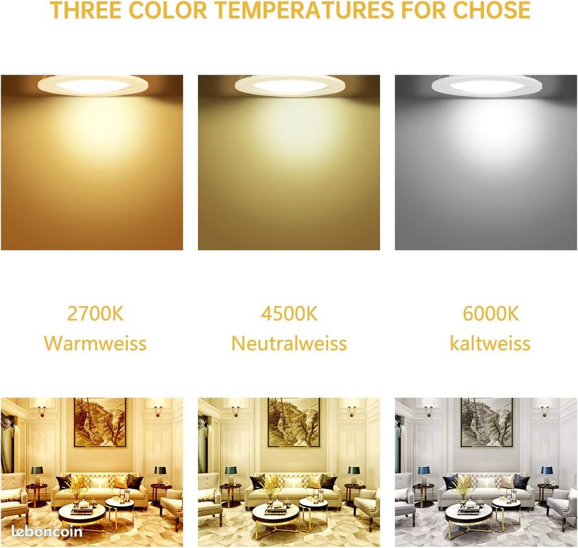 Spot LED Encastrable Orientables,230V Lumière Blanc Froid 6000K,5W(Equivalente 50W Halogène) 600lm GU10 Plafonnier Encastré,Rond Blanc Métal Cadre,30°orientable 120°d’éclairage,Non-Dimmable-Lot de 10 (image 8)