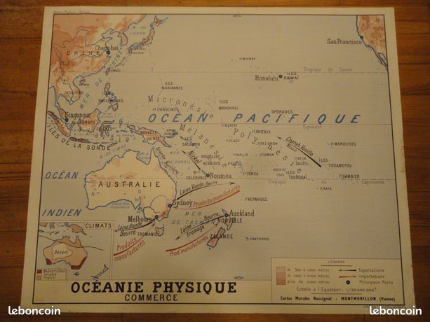 9 cartes d'écoles anciennes Rossignol double face vintage années 60 régions pays monde continent (image 16)