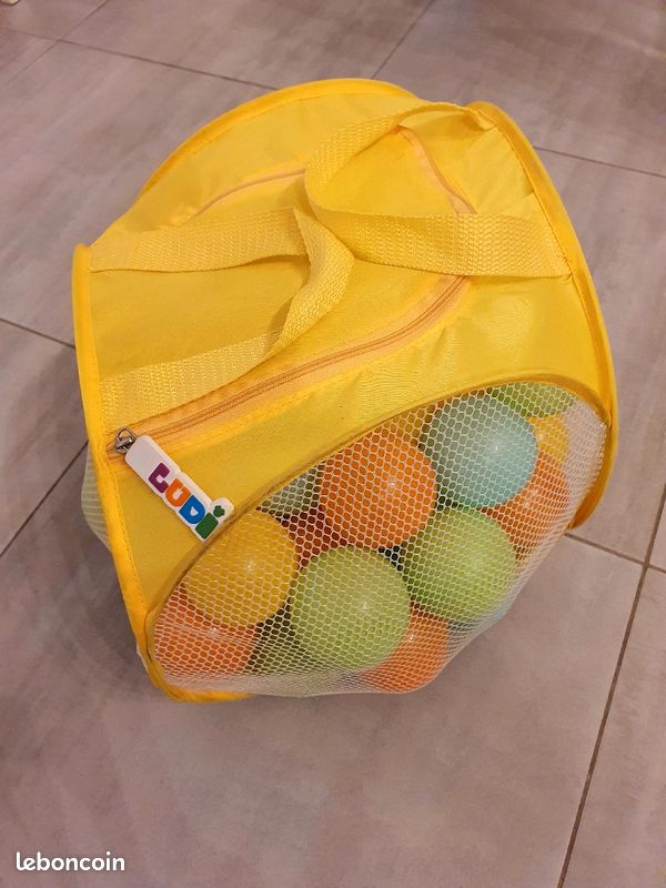 LUDI - Balles multicolores en plastique + panier de rangement (image 2)