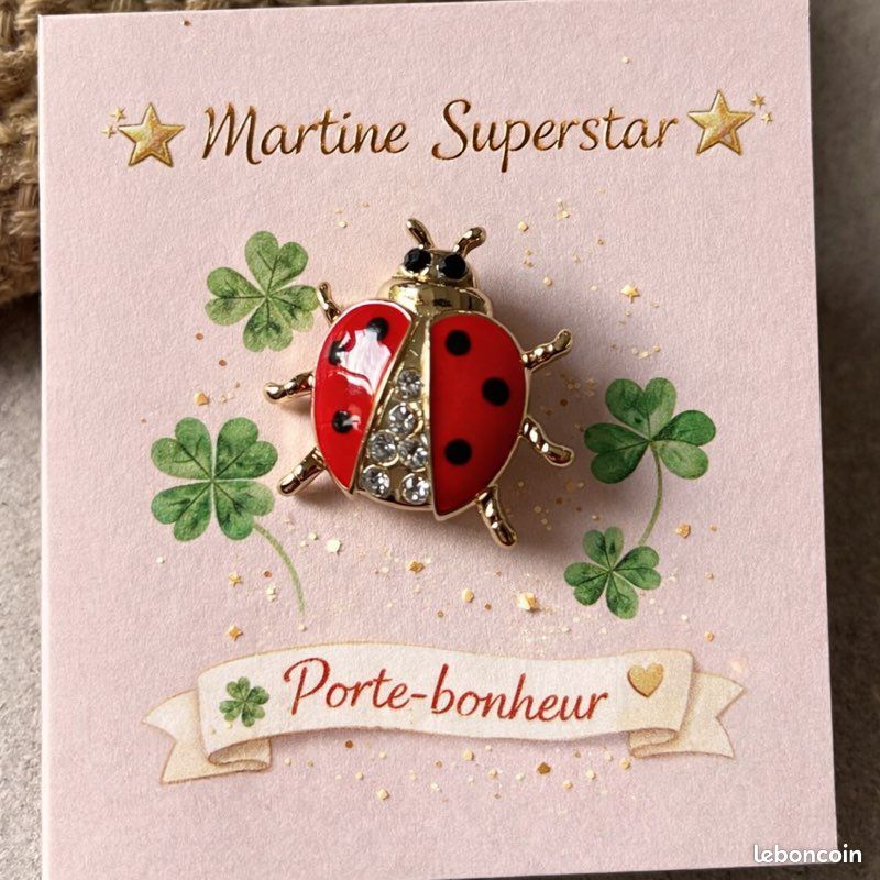 Broche Coccinelle Strass - Diamant & Rubis - Bijou Fantaisie Vintage - Occasion Très Bon état