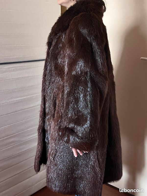 Toc (cape) En Fourrure Avec Col En Vison Noir - Marque Claude Saint-Cyre - Taille L - Vintage Et En Parfait état