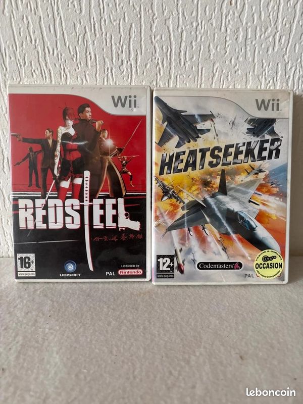 Lot de 2 Jeux WII VF Red Steel 1 et 2 avec notices et Wiimote Motion