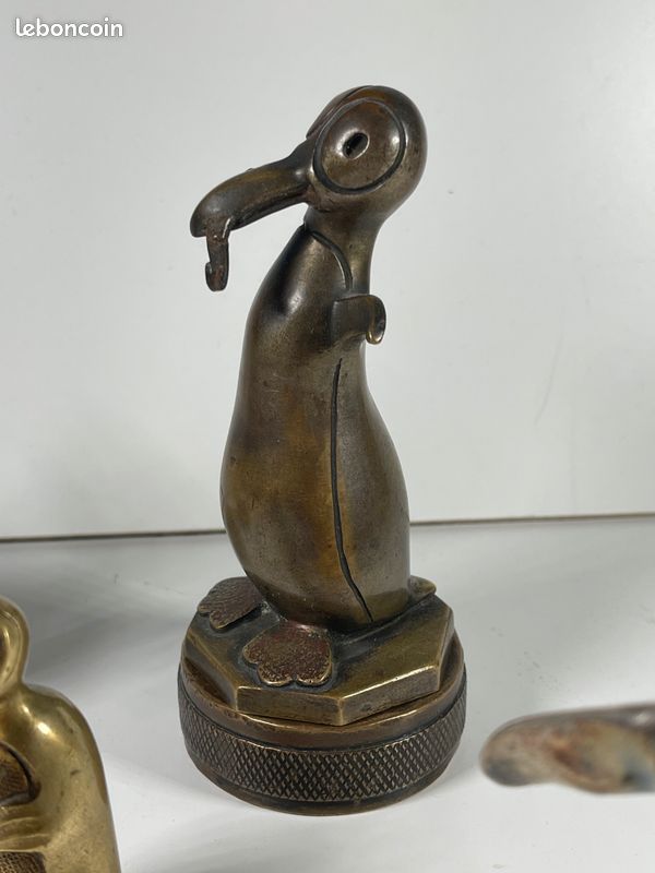 Alfred pingouin bronze Mascotte automobile référencée bouchon radiateur Alfred le Pêcheur (image 1)