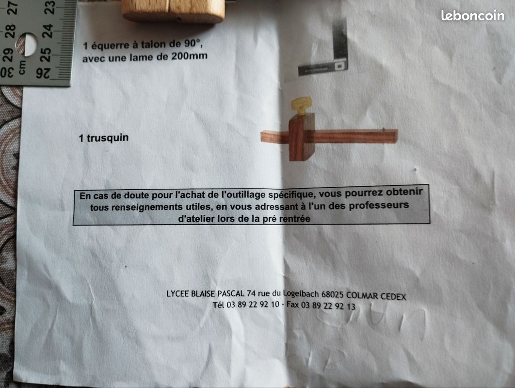 Équerre à talon et Trusquin en bois.Menuiserie (image 6)