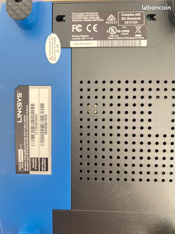 Routeur Linksys Wireless-G Broadband Router Basic Wireless (No. WRT54GL) (image 6)