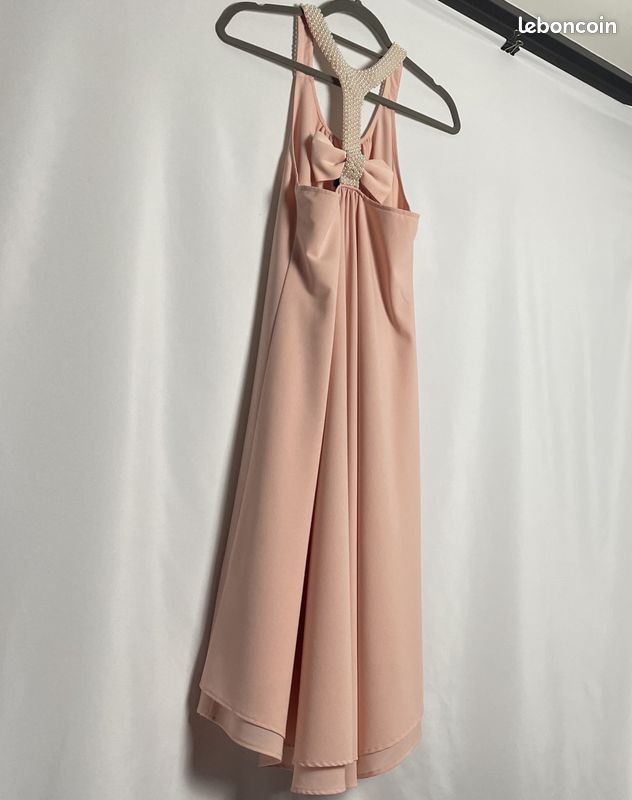 Robe midi et longue asymétrique Sinéquanone Rose poudre Perles et