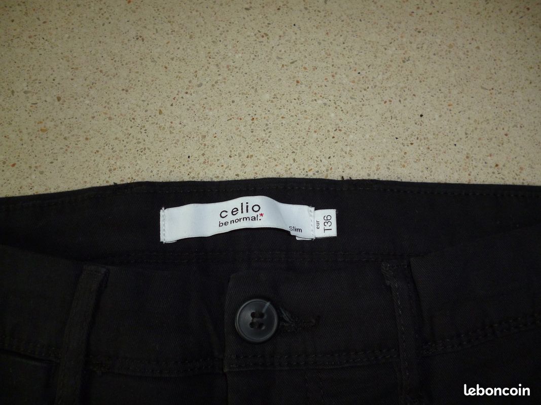 Pantalon chino slim celio noir taille 36 (image 2)