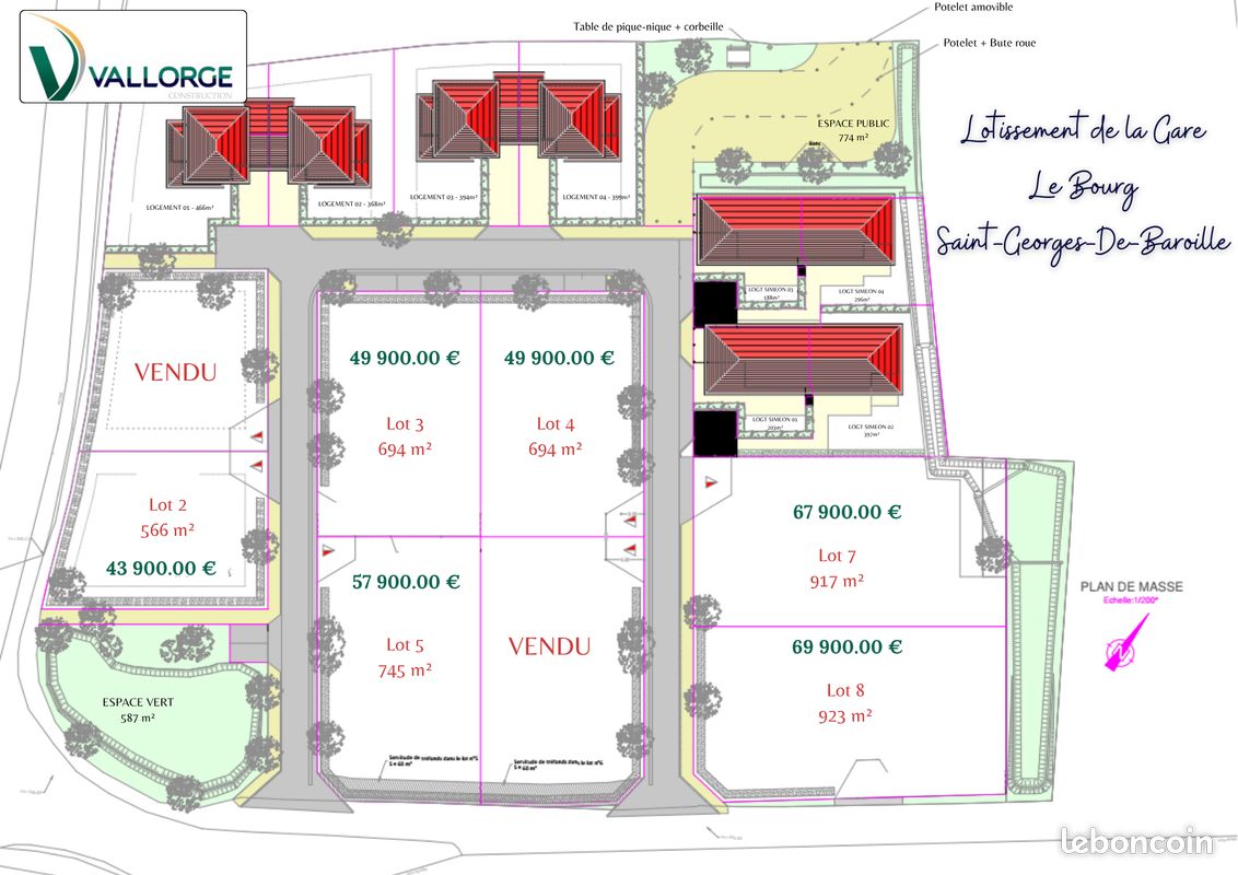 Terrains a batir viabilises · à Saint-Georges-de-Baroille · 40 900 €