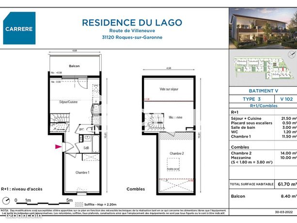 Duplex 3 pièces 61 m²