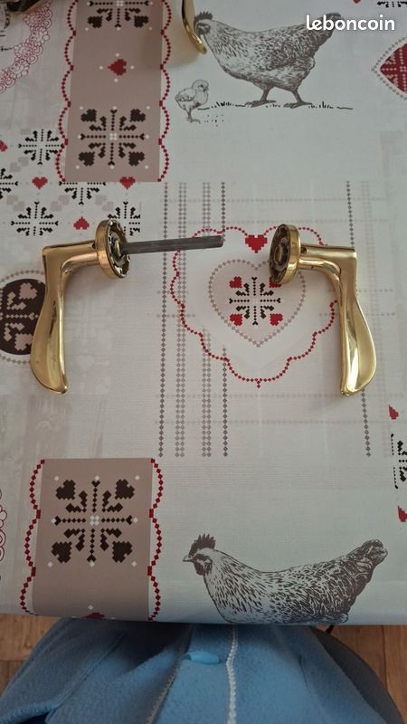 Poignée de porte dorée (paire) – avec axe – prête à monter (image 2)