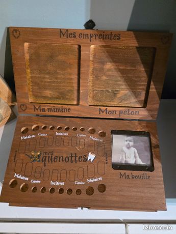 Boîte à Dents De Bébé En Bois Personnalisable - Avec Cadre Photo - Cadeau De Naissance Ou Première Dent