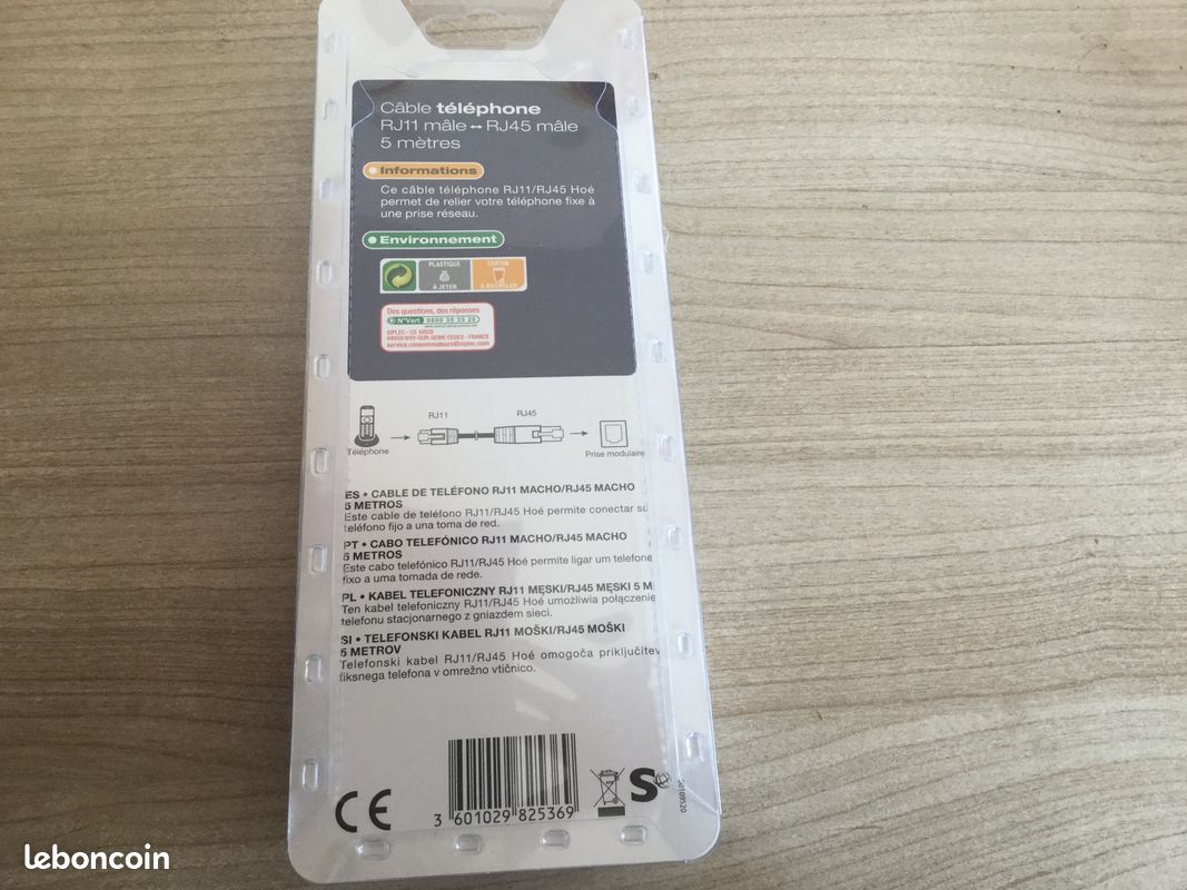 Câble téléphone RJ11 mâle- RJ45 mâle (image 2)
