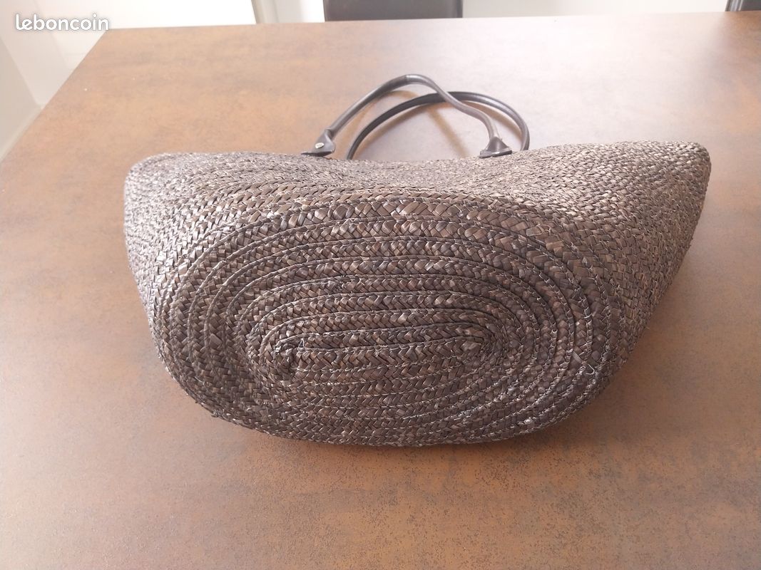 Ancien panier en cuivre tressé - Déco rustique et champêtre