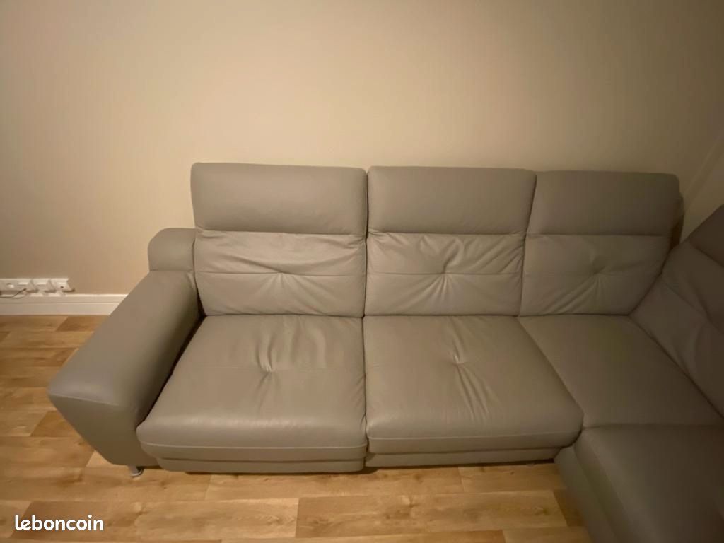 Canapé cuir gris (image 3)