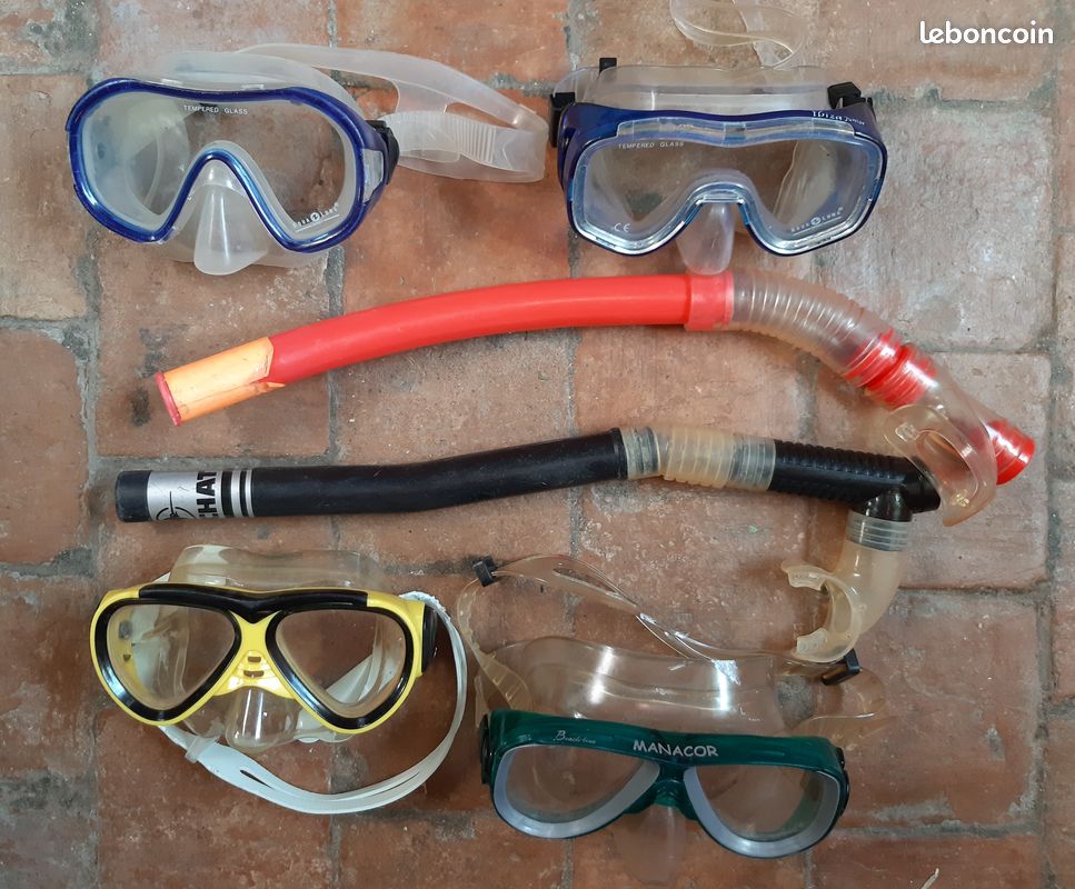 Kit De Plongée Enfant Adicop – Masque, Tuba Et Palmes, De 4 à 13 Ans, Verre Trempé Anti-buée
