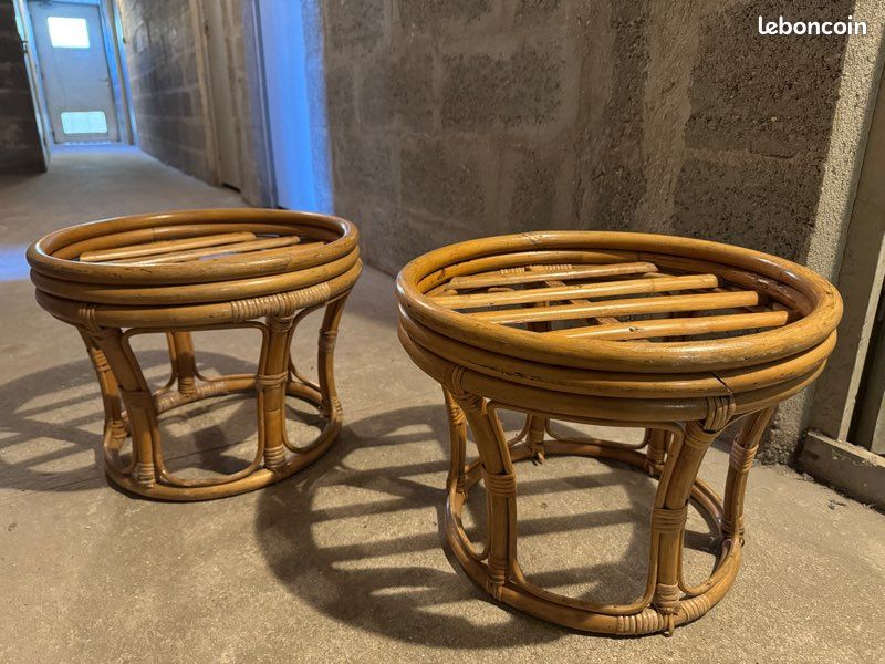 Pouf en rotin vintage (image 1)