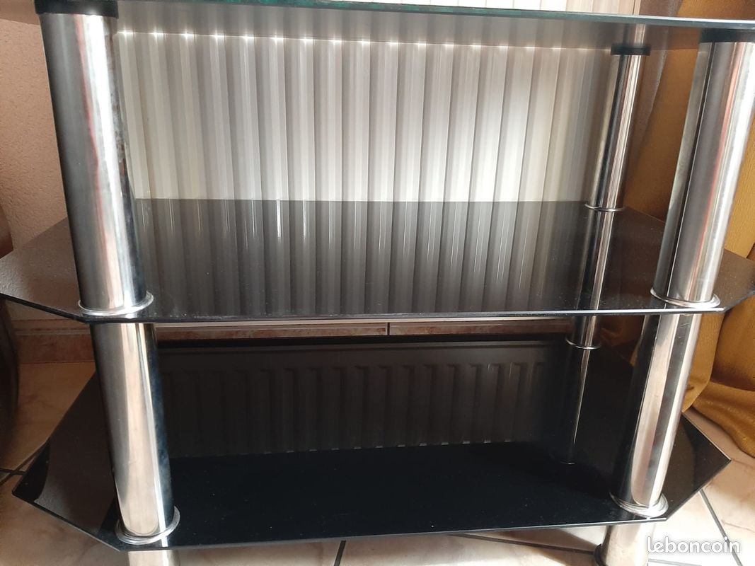 Vente meuble tv/déco design en verre noire (image 2)