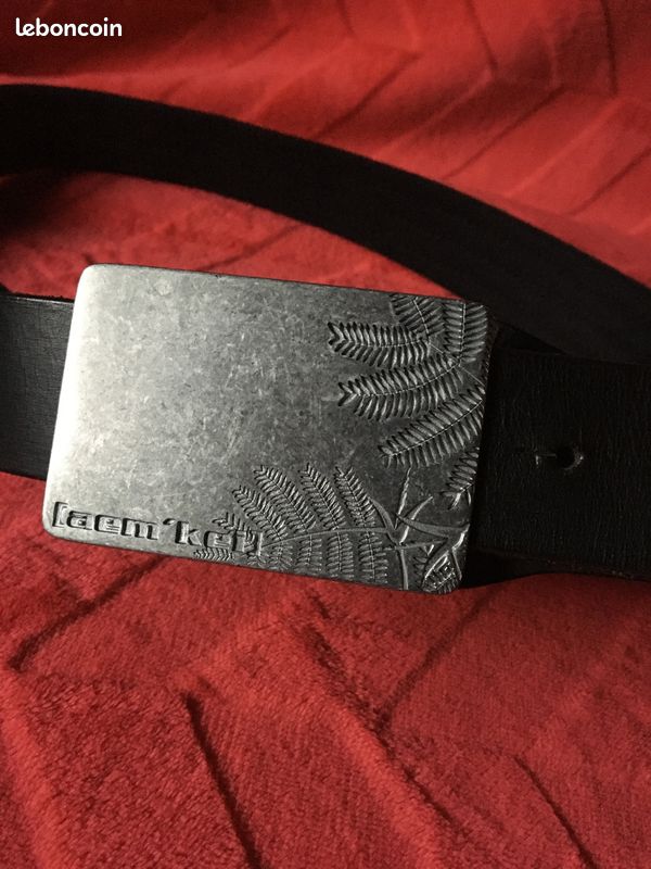 Belle ceinture vrai cuir noir et toile AEM'KEI pour homme (image 3)