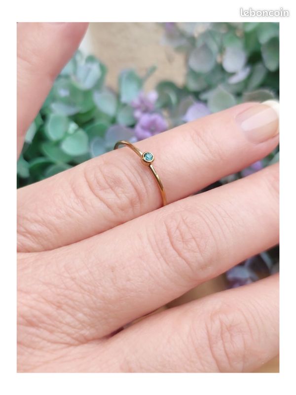 Bague très fine Solitaire bleu acier inoxydable Taille 57 (image 5)